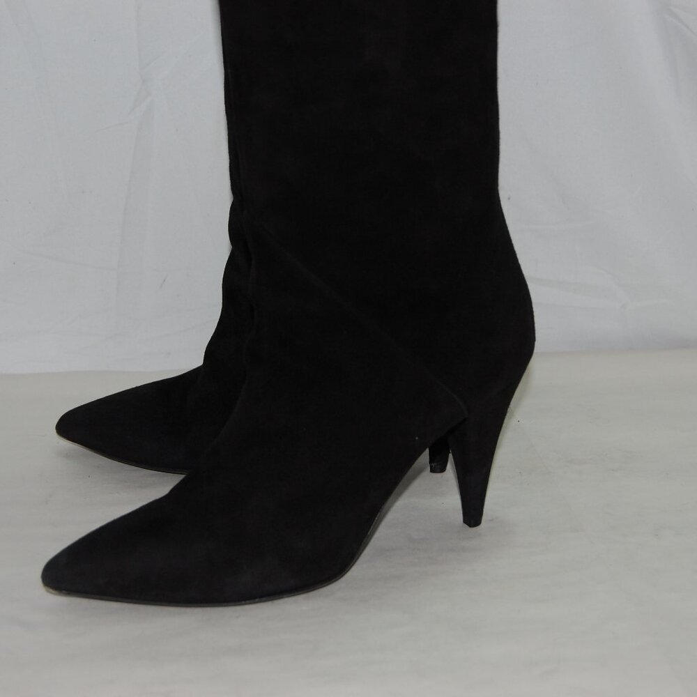 39/8.5❤️SAINT LAURENT NIKI Black Leather Over Knee Thigh HIGH Heels BOOTS ITALY - Picture 5 of 16